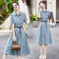 现货牛仔连衣裙女夏季新款2024年新款牛仔裙