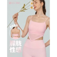 纯欲风设计感上衣女性感网纱吊带瑜伽背心带胸垫时尚外穿抹胸内衣