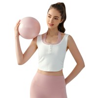 新款欧美挂脖假两件吊带背心女夏双肩带美背一体式固定杯瑜伽文胸