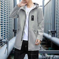 2024春季新款中长款青少年男夹克风衣连帽外套时尚潮流J