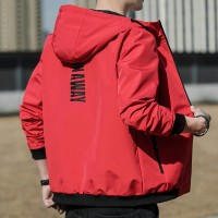 春季新款男士大码连帽夹克时尚开衫工装休闲潮流外套J