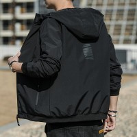 春季新款男士大码连帽夹克时尚开衫工装休闲潮流外套J