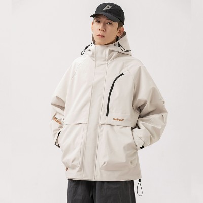<!--Q冲锋衣外套男士春秋季2024日系潮牌宽松休闲连帽夹克上衣服-->