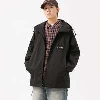 Q冲锋衣外套男士春秋季2024日系潮牌宽松休闲连帽夹克上衣服