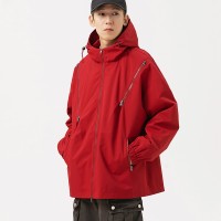 Q冲锋衣外套男士春秋季2024日系潮牌宽松休闲连帽夹克上衣服