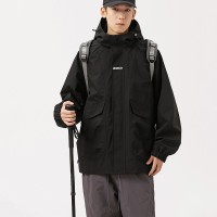 Q冲锋衣外套男士春秋季2024日系潮牌宽松休闲连帽夹克上衣服