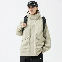 Q冲锋衣外套男士春秋季2024日系潮牌宽松休闲连帽夹克上衣服