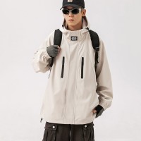Q冲锋衣外套男士春秋季2024日系潮牌宽松休闲连帽夹克上衣服