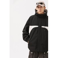Q2024夹克男春秋款男士宽松防风连帽登山服拼接百搭外套上衣