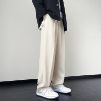 夏季纯色休闲西裤男时尚韩版垂坠感宽松直筒阔腿裤