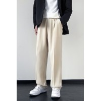 夏季纯色休闲西裤男时尚韩版垂坠感宽松直筒阔腿裤