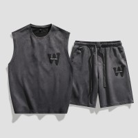 TZ011背心套装男士夏季宽松短袖短裤男生无袖坎肩T恤休闲运动衣服