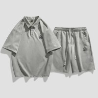 TZ012短袖polo衫男士夏季新款短裤一套搭配痞帅休闲衬衣T恤套装
