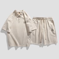 TZ012短袖polo衫男士夏季新款短裤一套搭配痞帅休闲衬衣T恤套装