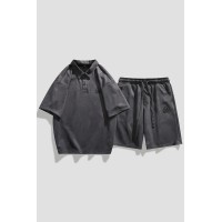 TZ012短袖polo衫男士夏季新款短裤一套搭配痞帅休闲衬衣T恤套装