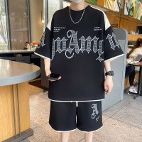 短袖套装男生休闲运动一套宽松潮流ins夏季2024年新款半袖两件套