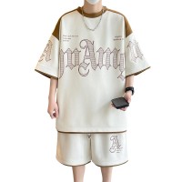 短袖套装男生休闲运动一套宽松潮流ins夏季2024年新款半袖两件套
