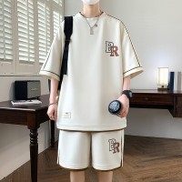 假两件t恤男夏季潮牌短袖短裤套装休闲运动一套搭配潮牌衣服