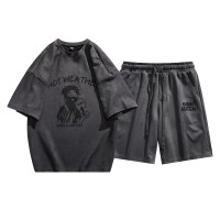 TZ002夏季新款两件套短袖t恤男夏季一套搭配潮流帅气套装