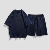 TZ005休闲运动套装男夏季短袖t恤休闲搭配一整套帅气
