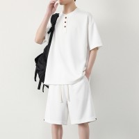Q2024夏季套装男士短袖T恤宽松潮流日系高街短裤学生运动套装