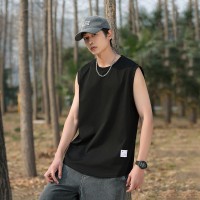 背心男2024夏季新款背心T恤男纯色ins潮流休闲体恤美式潮牌t