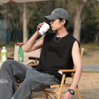 背心男2024夏季新款背心T恤男纯色ins潮流休闲体恤美式潮牌t