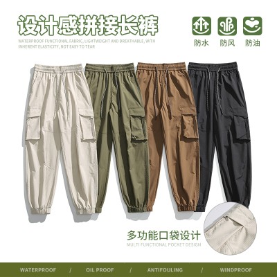 <!--夏季新款三防裤户外机能风多功能口袋设计设计感拼接-->