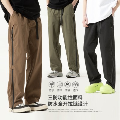 <!--新款三防裤户外冲锋裤防水全开拉链设计感拼接内穿裤腰带-->