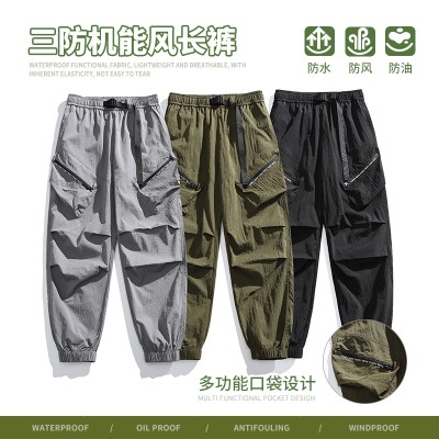 <!--新款三防裤户外机能风多功能口袋设计设计感拼接内穿裤腰带-->