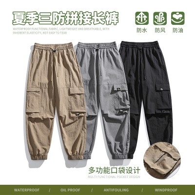 <!--夏季新款三防裤户外机能风多功能口袋设计设计感拼接-->
