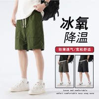 短裤男二开压标运动裤五分裤抖音得物公版冰丝短裤男休闲裤男