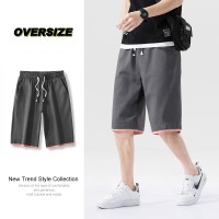 Q纯棉七分裤子男夏季薄款学生宽松青少年休闲运动拼色直筒短