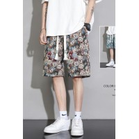 Q2024夏季短裤男士薄款速干休闲运动五分裤子潮满印冰丝沙滩