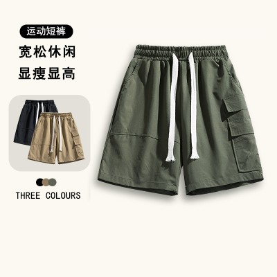 <!--Q工装短裤男夏季美式复古潮牌运动中裤宽松休闲外穿直筒五分-->