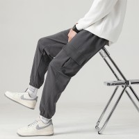 休闲裤男生2024春夏季新款宽松束脚九分男裤百搭哈伦运动长裤子男