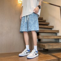 大码沙滩裤男夏季冰丝薄款花短裤宽松潮牌休闲居家五分速干大裤衩