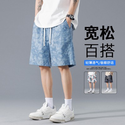 <!--大码沙滩裤男夏季冰丝薄款花短裤宽松潮牌休闲居家五分速干大裤衩-->