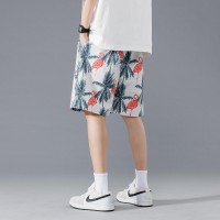 大码沙滩裤男夏季冰丝薄款花短裤宽松潮牌休闲居家五分速干大裤衩