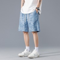 大码沙滩裤男夏季冰丝薄款花短裤宽松潮牌休闲居家五分速干大裤衩