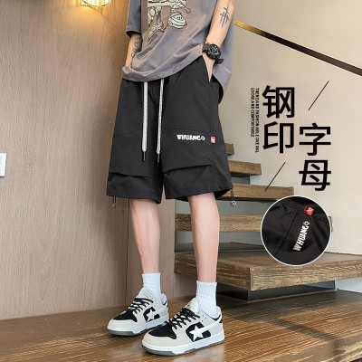 <!--新款男士五分裤夏季薄款宽松直筒学生裤子外穿透气休闲潮短裤-->