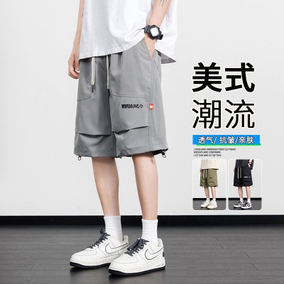 <!--新款男士五分裤夏季薄款宽松直筒学生裤子外穿透气休闲潮短裤-->