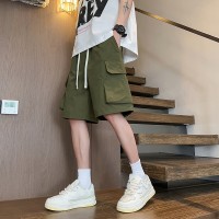 工装短裤男士夏季薄款潮牌宽松直筒休闲速干透气冰丝五分裤大裤衩