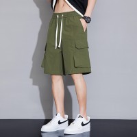 工装短裤男士夏季薄款潮牌宽松直筒休闲速干透气冰丝五分裤大裤衩
