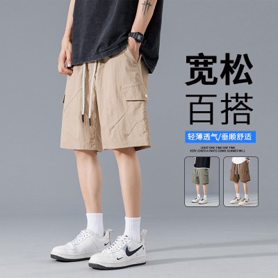 <!--新款休闲短裤男生夏季薄款五分马裤男生宽松男款运动工装裤子-->