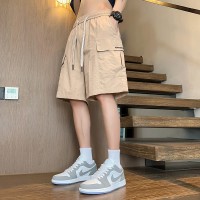 日系冰丝速干运动短裤男士夏季大码薄款透气宽松工装五分抽绳男生