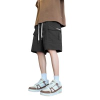 日系冰丝速干运动短裤男士夏季大码薄款透气宽松工装五分抽绳男生