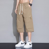 2024新款男士七分裤夏季薄款冰丝宽松直筒学生裤子外穿透气休闲潮