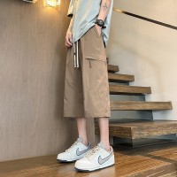 工装七分裤男夏季2024新款冰丝薄款休闲潮牌宽松美式运动短裤子