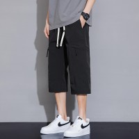 工装七分裤男夏季2024新款冰丝薄款休闲潮牌宽松美式运动短裤子
